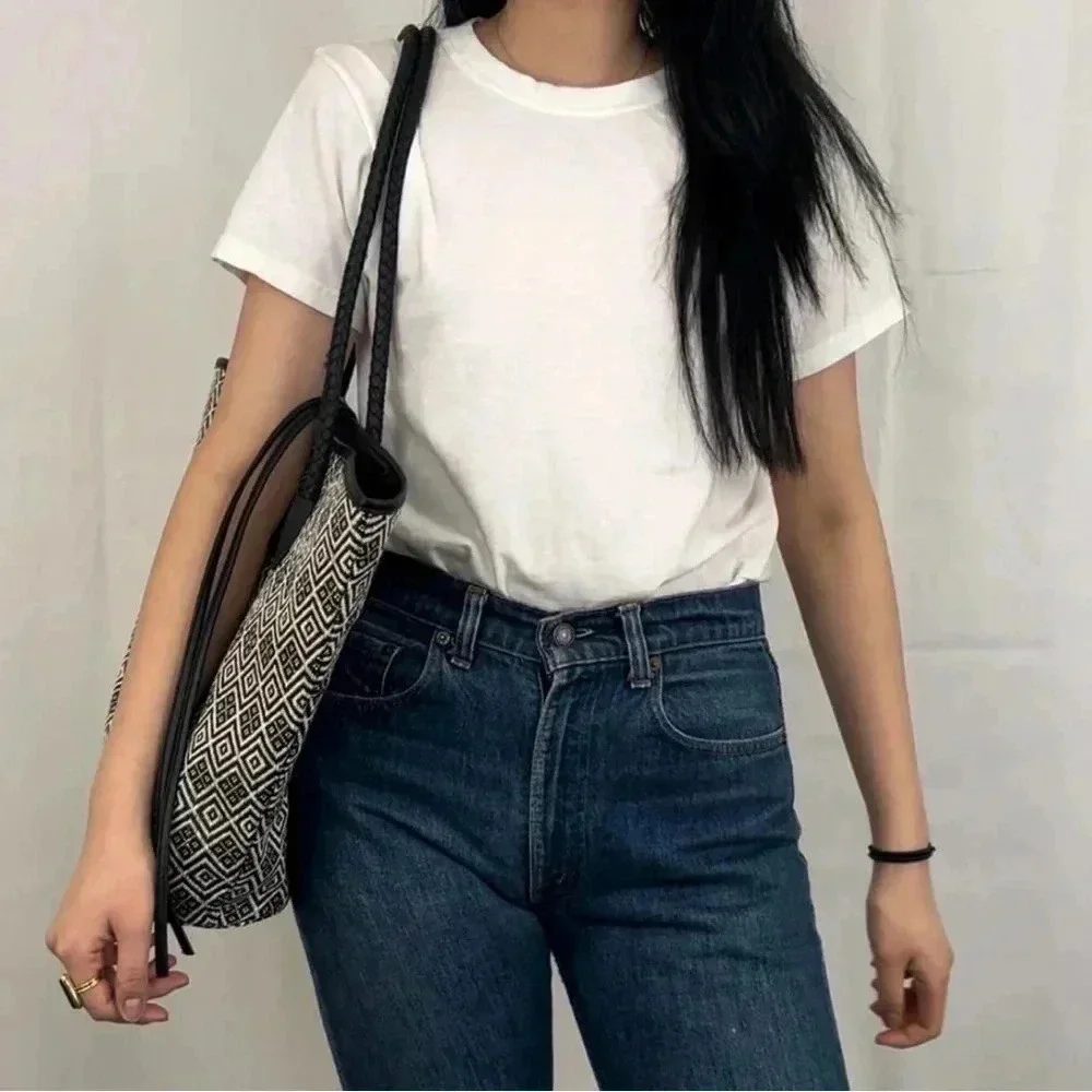 Neiman Marcus woven boho beach tote bag